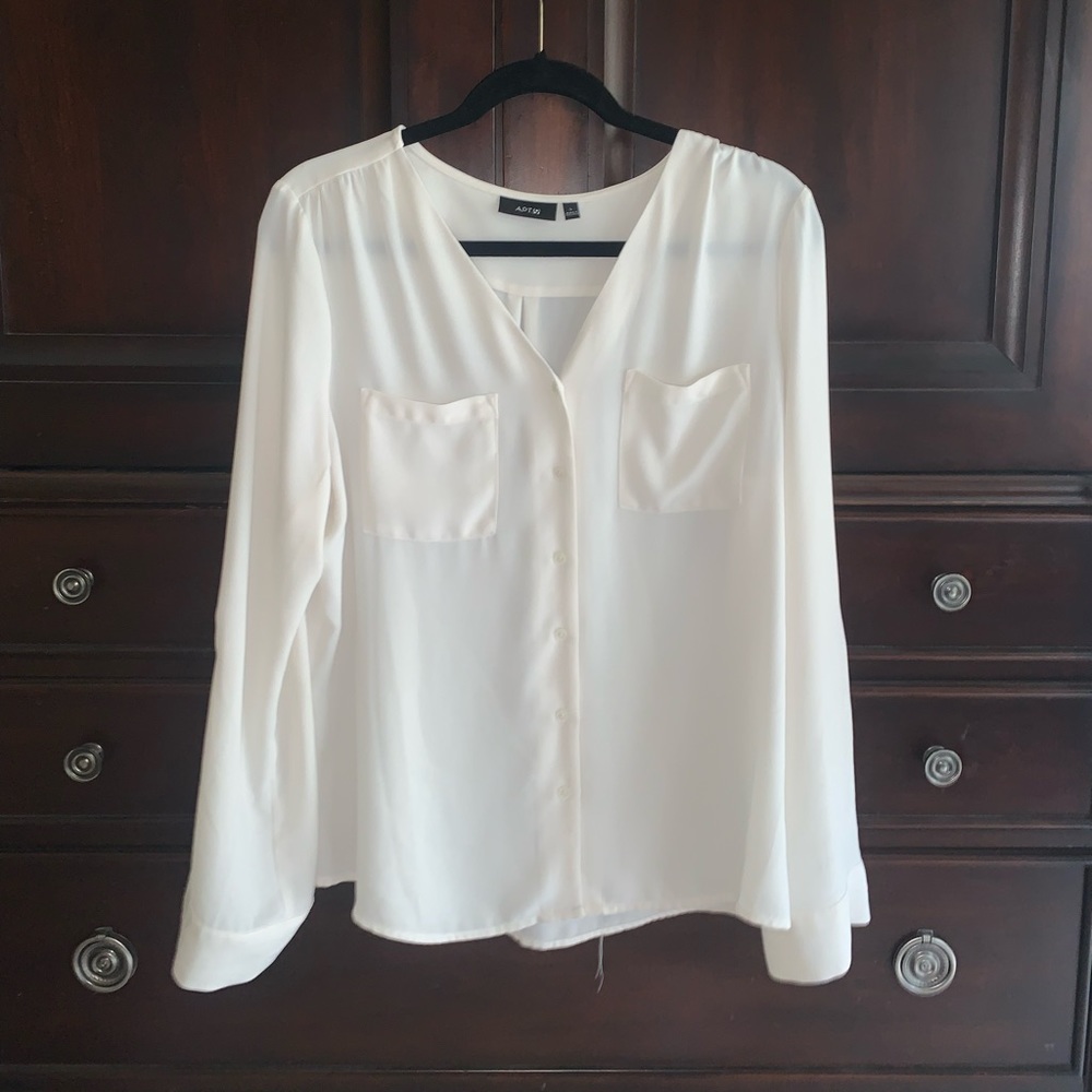 White, APT 9, L, Blouse